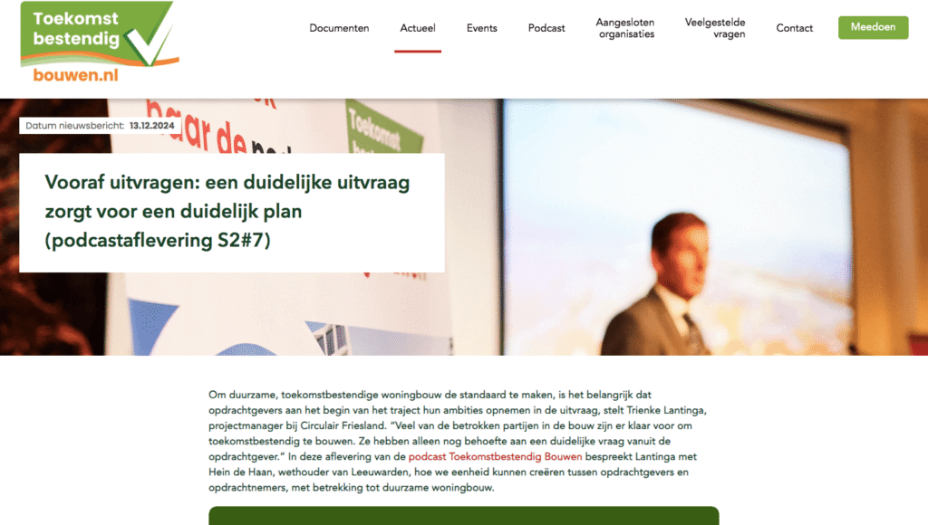 screenshot van een blog