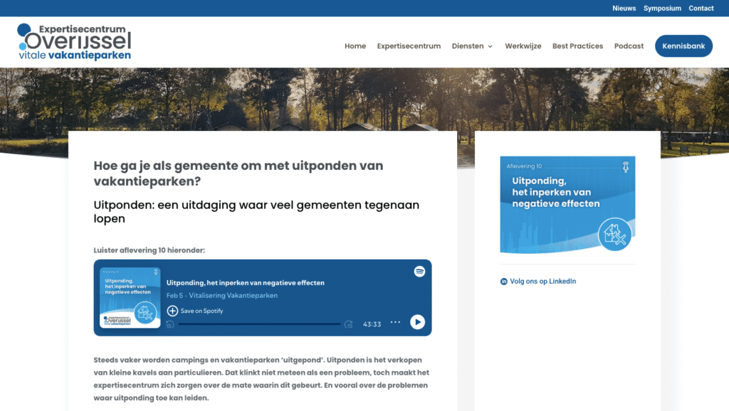 screenshot van een blog die ik heb geschreven over uitponding op vakantieparken