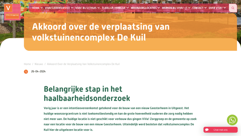 screenshot van een nieuwsbericht