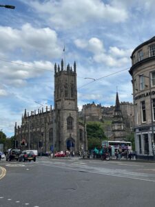 Edinburgh centre with view of Edinburgh castle
