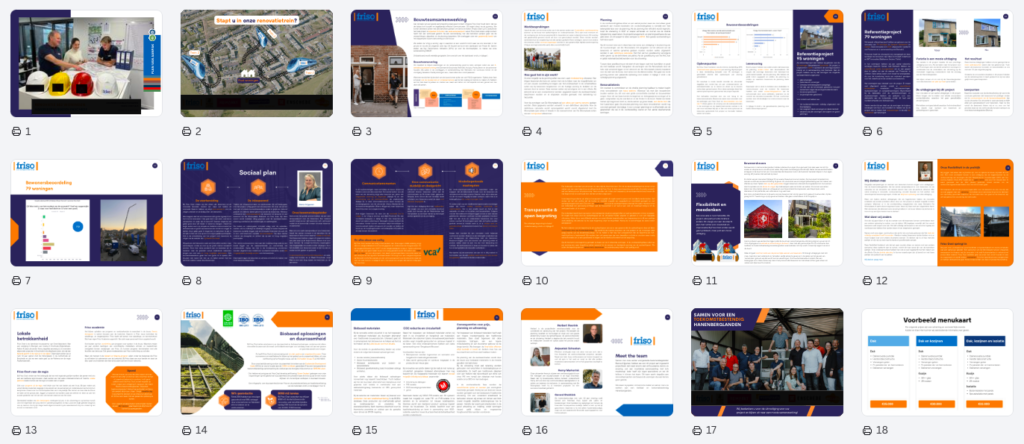 Overzicht van de 18 pagina's van het plan van aanpak gecreëerd in Canva