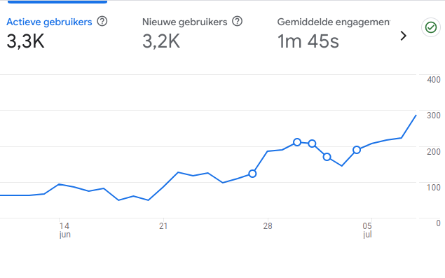 stijgende lijn van de websitebezoekers